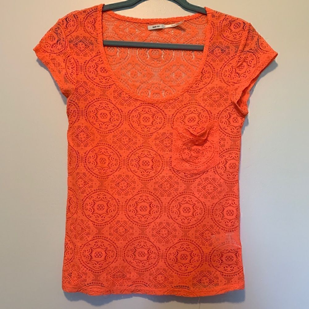 Kimchi Blue Stretch Lace Short Sleeve Shirt